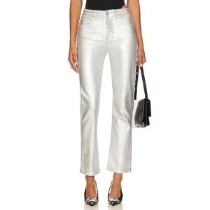 NWT REVOLVE X SUPERDOWN "REGINA METALLIC JEAN" IN SILVER METALLIC - 23